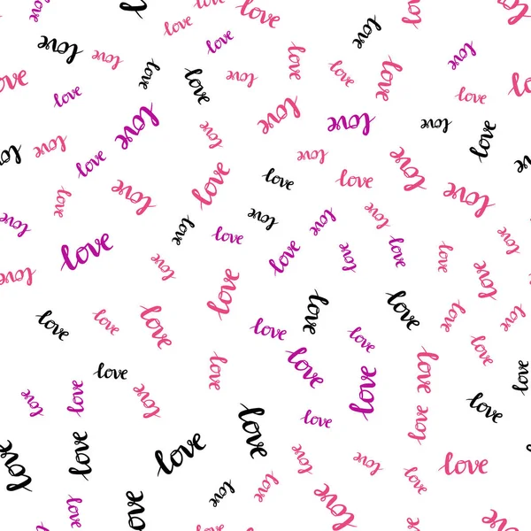 Light Purple, Pink vector seamless pattern with phrase LOVE YOU. — Stock Vector