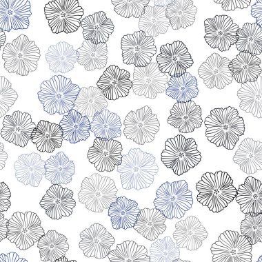 Çiçeklerle lacivert vektör dikişsiz doodle arka plan.