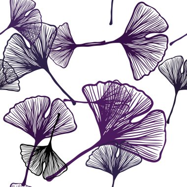 Koyu pembe vektörlü, yapraklı, pürüzsüz zarif şablon.