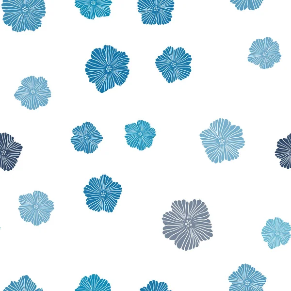 Dark BLUE vector seamless natural background with flowers. — Stock Vector