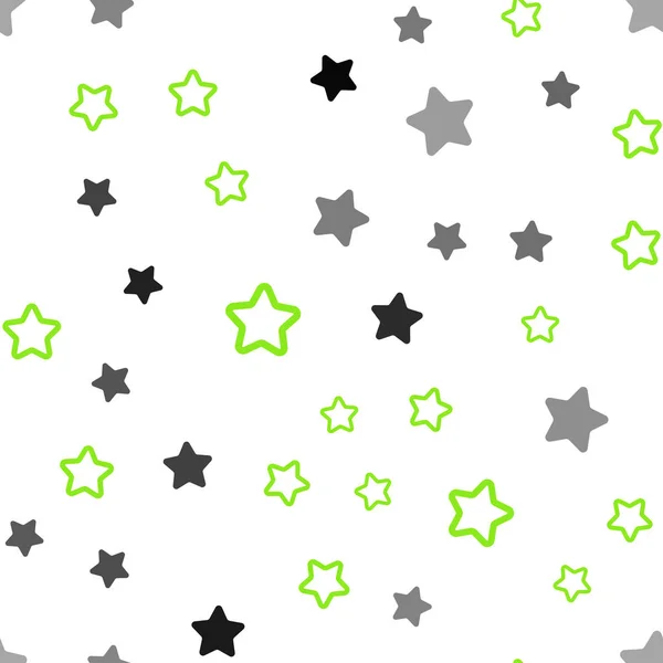 Светло-зеленый, желтый векторный безморщинистый фон с цветными звездами . — стоковый вектор