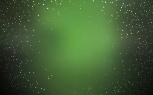 Tmavě zelená vektorová šablona s vesmírným hvězdami. — Stockový vektor