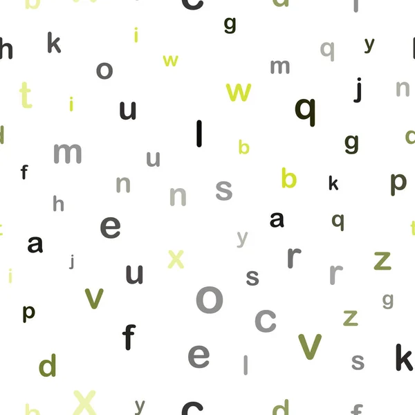 Dark Green, Yellow vector seamless background with signs of alphabet. — ストックベクタ