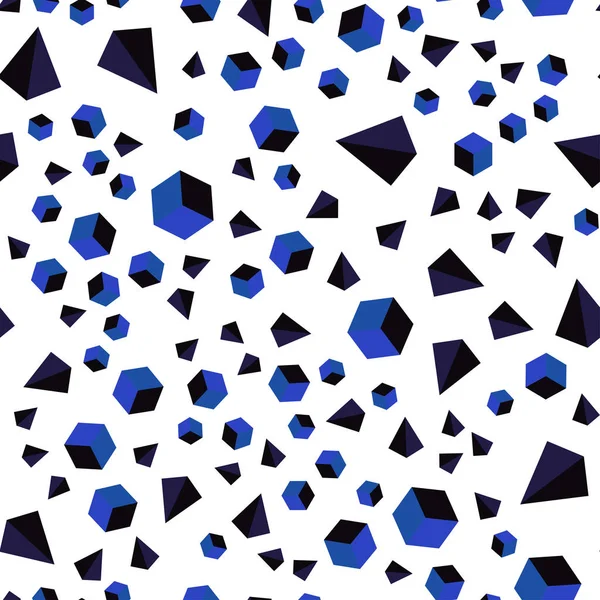深粉色，蓝色矢量无缝，等距图案，带立方体的多边形样式. — 图库矢量图片