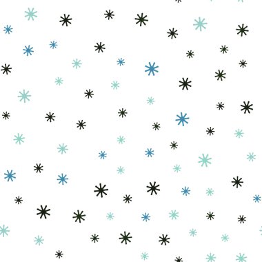 Açık Mavi, parlak kar taneleriyle kusursuz yeşil vektör düzeni.