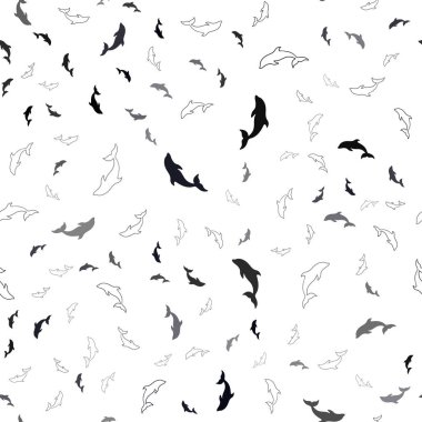 Deniz yunusları ile lacivert vektör dikişsiz desen.