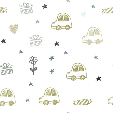 Açık mavi, sarı vektörsüz dokuda doğum günü hediyeleri.