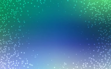 Açık mavi, kozmik yıldızlar ile yeşil vektör düzeni.