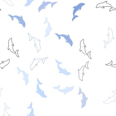 Açık Pembe, Deniz yunusları ile Mavi vektör dikişsiz desen.