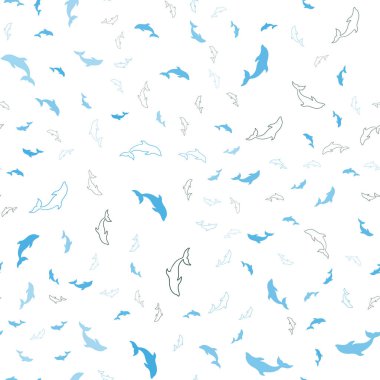 Açık Mavi, Okyanus yunusları ile yeşil vektör sorunsuz zemin.