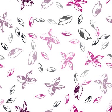Koyu Pembe vektör yapraklar ile dikişsiz doodle doku.