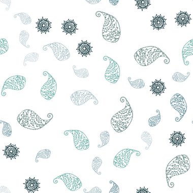 Yaprak ve çiçekler ile Açık Mavi vektör sorunsuz doğal sanat.