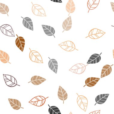 Koyu kırmızı, sarı vektör Dikişsiz Doodle yaprakları ile şablon.