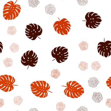 Açık kırmızı vektörsüz karalama deseni çiçekli, yapraklı.