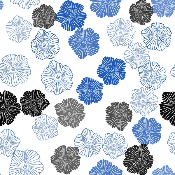 Luz azul vector sin costuras fondo elegante con flores . — Archivo Imágenes Vectoriales