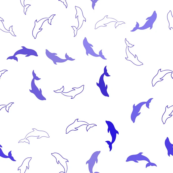 Dunkelblauer Vektor nahtloser Hintergrund mit Ozeandelfinen. — Stockvektor