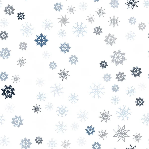 Luz azul vector textura sin costuras con copos de nieve de colores . — Vector de stock