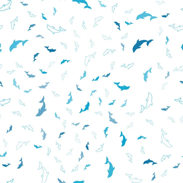 Σκούρο μπλε διανυσματικό μοτίβο με θαλάσσια δελφίνια. — Διανυσματικό Αρχείο