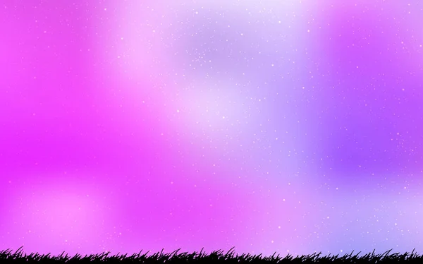 Luz púrpura, fondo vectorial rosa con estrellas astronómicas . — Vector de stock