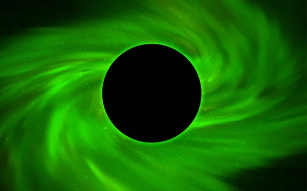 Ανοιχτό πράσινο διανυσματικό μοτίβο με μαύρη τρύπα, αστέρια. — Διανυσματικό Αρχείο