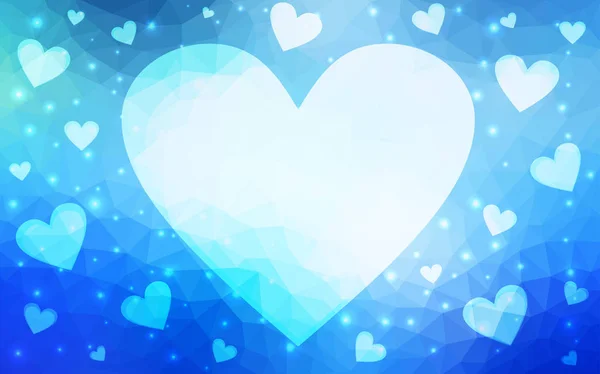 Fond vectoriel bleu clair avec des cœurs doux . — Image vectorielle