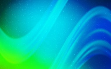 Açık mavi, kozmik yıldızlar ile yeşil vektör düzeni.