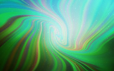 Açık mavi, astronomik yıldızlar ile yeşil vektör arka plan.