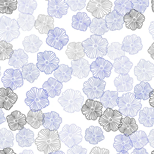Hellblauer Vektor nahtloses natürliches Muster mit Blumen. — Stockvektor