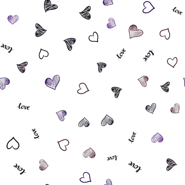 Dark Purple, Růžový vektor bezešvé šablony s textem Love You, hearts. — Stockový vektor