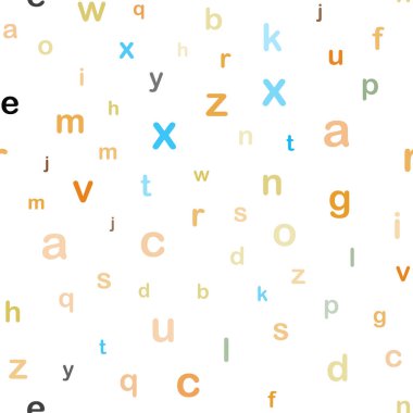 Açık Mavi, sarı vektörsüz desenli Abc sembolleri.