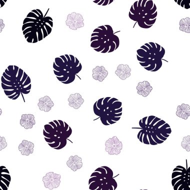 Koyu mor vektör. Çiçekli, yapraklı karalama dokusu..