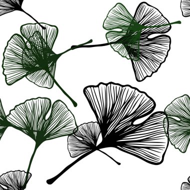 Koyu yeşil vektörün yaprakları pürüzsüz zarif deseni.