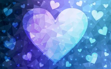 Koyu Pembe, tatlı kalpler ile Mavi vektör fon.