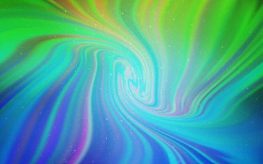 Açık mavi, galaksi yıldızları ile yeşil vektör arka plan.