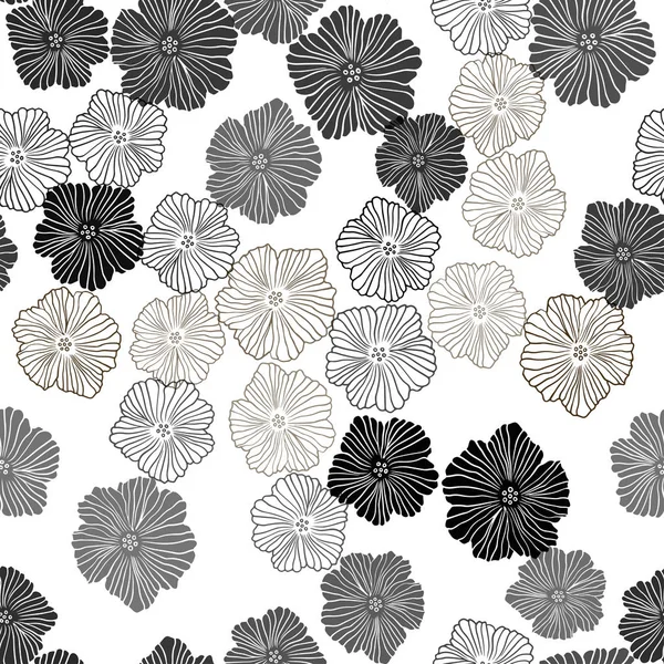 Dark Orange vector seamless doodle pattern with flowers. — Stock Vector