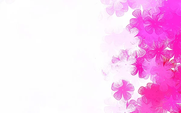 Lichtpaarse Roze Vector Doodle Textuur Met Bloemen Decoratief Ontwerp Van — Stockvector