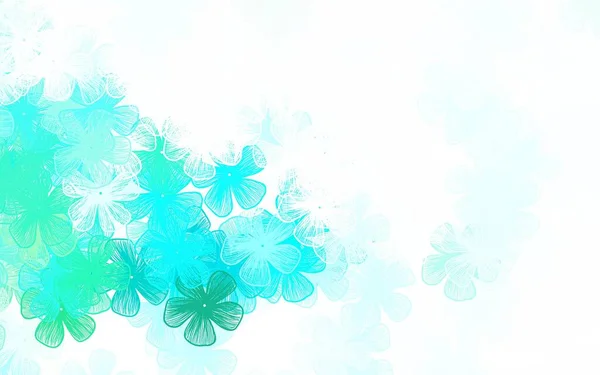 Светло Зеленый Векторный Узор Цветками Красочная Иллюстрация Цветами Стиле Дудл — стоковый вектор