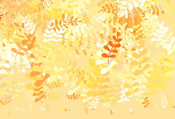 Motif Abstrait Vectoriel Orange Clair Avec Feuilles Illustration Colorée Style — Image vectorielle