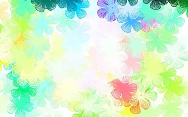 Çok renkli, çiçekli, parlak renkli, çiçekli bir desen. Web ve broşürler için elle boyanmış tasarım.