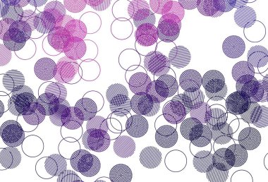 Lekeli açık mor vektör arkaplan. Parlak renkli soyut çemberlerin olduğu bir resim. Güzel web siteleri için desen.