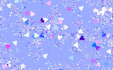 Açık pembe, Memphis şekilli mavi vektör arkaplan. Renkli rastgele şekillerle modern soyut illüstrasyon. Bir cep telefonu için arka plan.