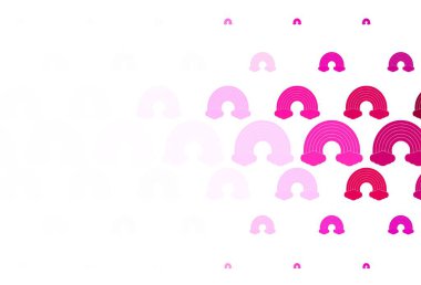 Gökkuşağı işaretli açık pembe vektör şablonu. Gradyan gökkuşağı şekilli soyut çizimler. Boyama kitapları için basit tasarım.