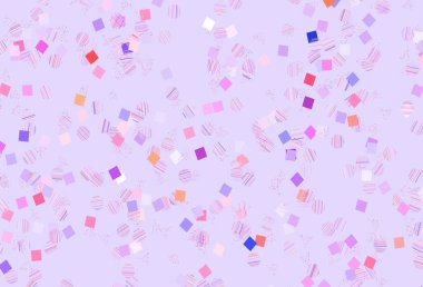 Açık Pembe, kırmızı vektör arkaplanı çizgiler, daireler, eşkenar dörtgenler. Renkli noktaları, çizgileri, küpleri olan soyut çizimler. Poster ve afiş için en iyi tasarım.