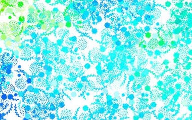 Açık mavi, çiçek desenli yeşil vektör zarif duvar kağıdı renkli soyut karalama çiçekleri. Tasarımınız için yeni şablon.