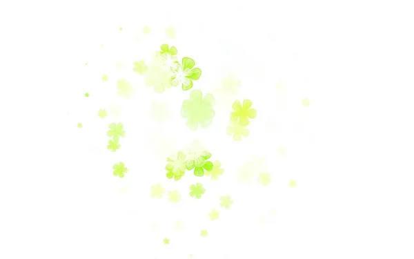 Hellgrünes Gelbes Vektormuster Mit Blüten Skizzenhafte Kritzelblumen Auf Weißem Hintergrund — Stockvektor