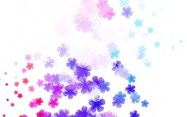 Açık mavi, çiçekli kırmızı vektör zarif arka plan. Beyaz arka planda gradyanı olan çiçekler. Web siteniz için Doodle tasarımı.