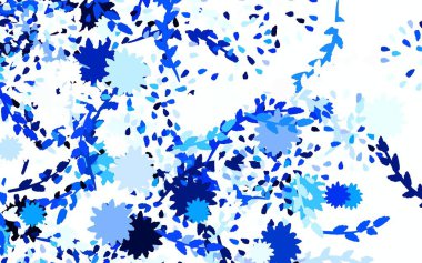 Açık mavi, çiçekli yeşil vektör karalama deseni, güller. Çiçeklerle karalama tarzında renkli çizimler. Çocuk kitapları için renkli desen.