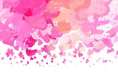 Tatlı kalpli açık kırmızı vektör arkaplanı. Bulanık arkaplanda gradyan kalp şekilleri olan bir resim. Sevgililer Günü kartpostalları için şablon.