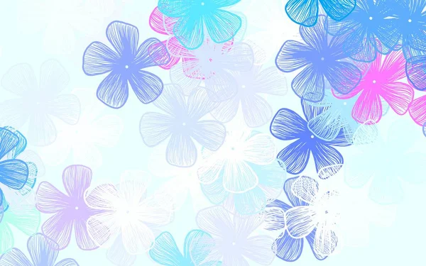 Agencement Vectoriel Bleu Clair Doodle Avec Des Fleurs Illustration Abstraite — Image vectorielle