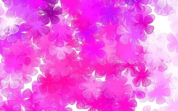 Ljus Rosa Vektor Naturligt Mönster Med Blommor Sketchiga Doodle Blommor — Stock vektor